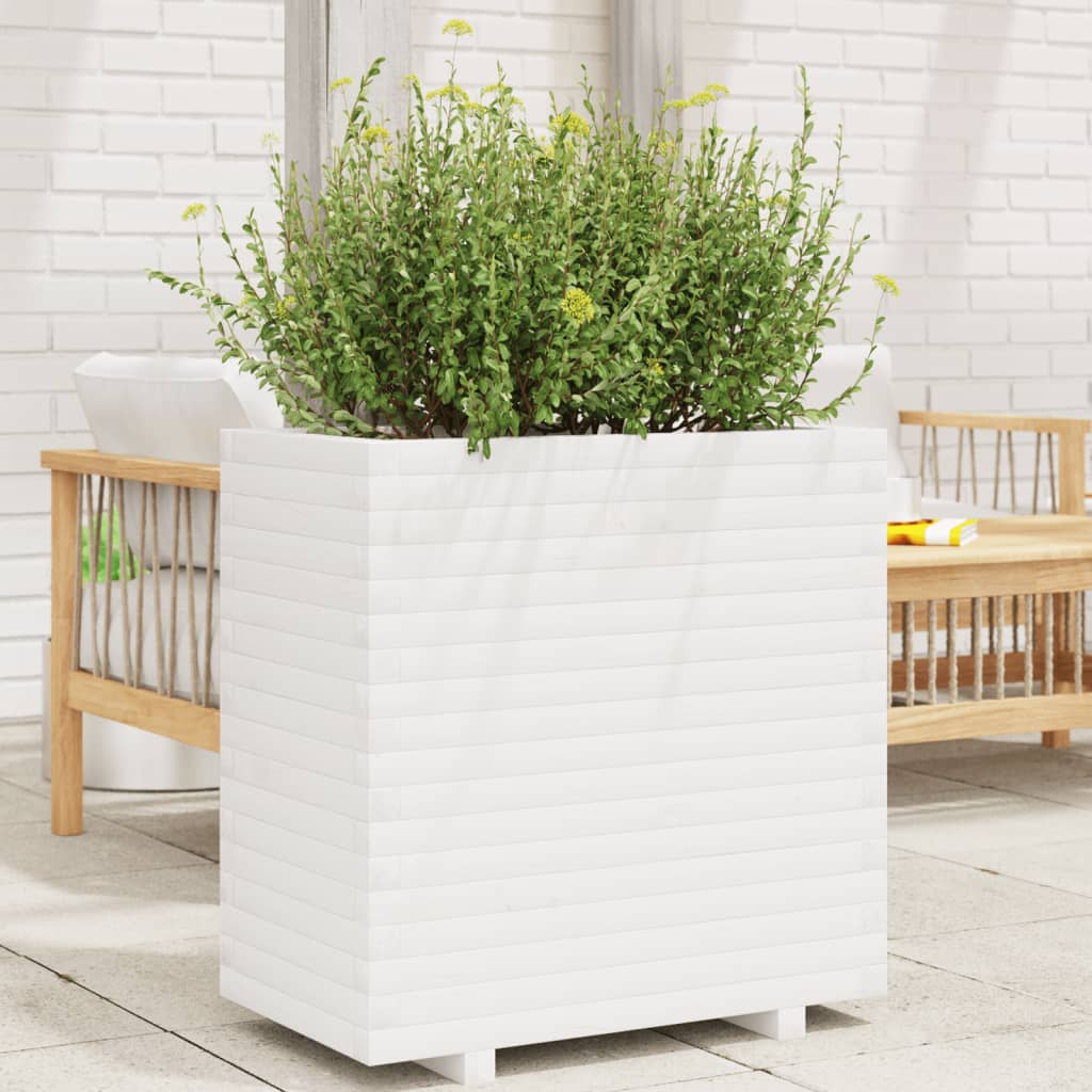 Jardinera acero blanco 32x29x75 cm