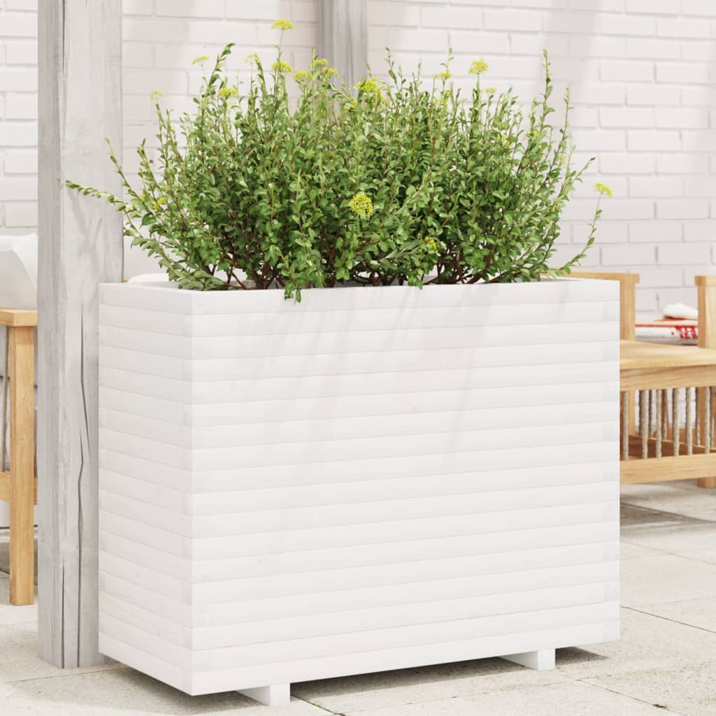 Jardinera acero blanco 32x29x75 cm