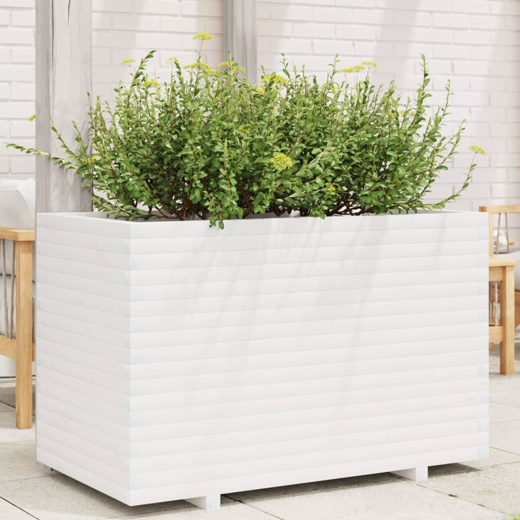 Jardinera acero blanco 32x29x75 cm