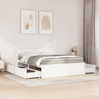 Cama con cajones y colchón madera maciza pino blanca 160x200 cm