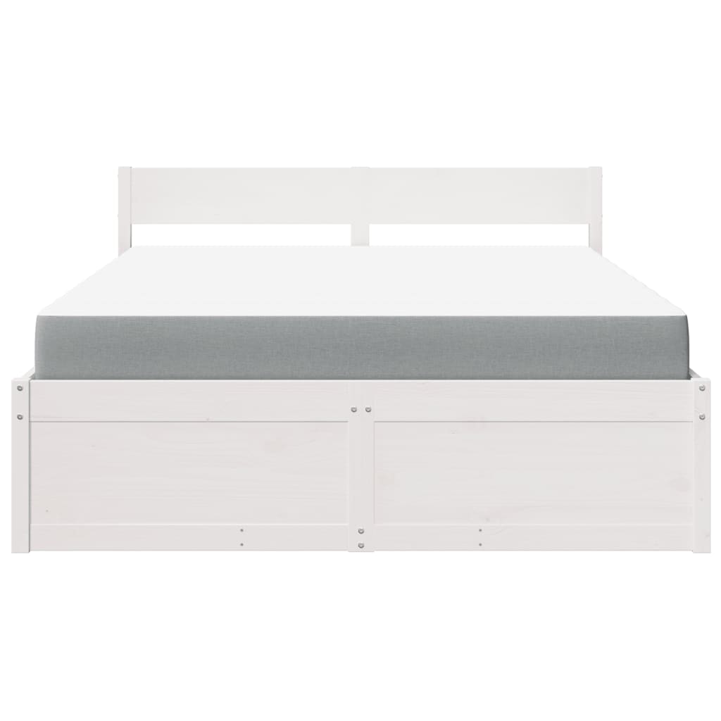 Cama con cajones y colchón madera maciza pino blanca 160x200 cm
