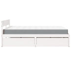 Cama con cajones y colchón madera maciza pino blanca 160x200 cm