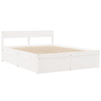 Cama con cajones y colchón madera maciza pino blanca 160x200 cm