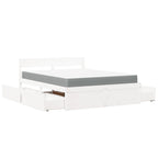 Cama con cajones y colchón madera maciza pino blanca 160x200 cm