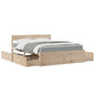 Cama con cajones y colchón madera maciza de pino 100x200 cm