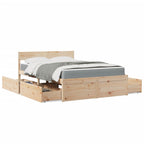 Cama con cajones y colchón madera maciza de pino 100x200 cm