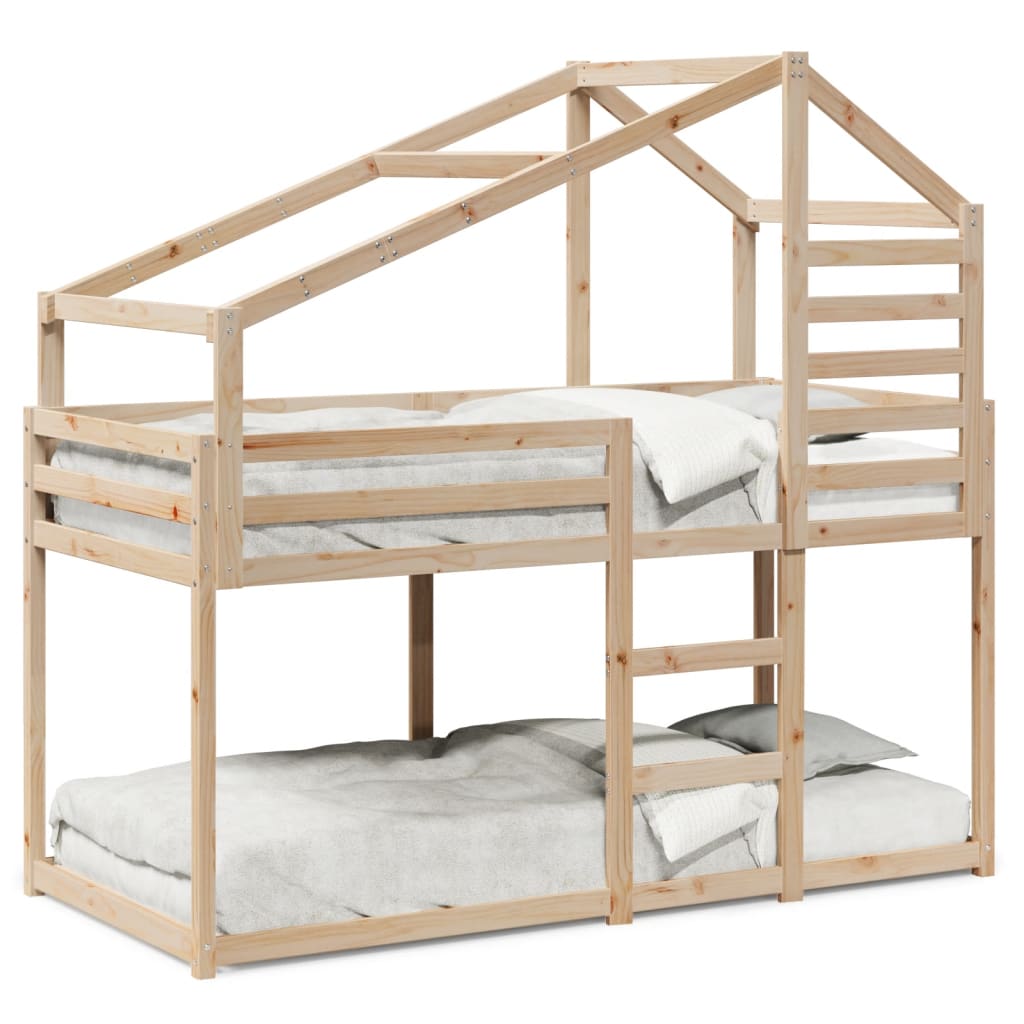 Cama con techo madera maciza de pino 80x200 cm