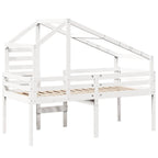 Cama alta com telhado branca madeira maciça pinho branca 90x200 cm