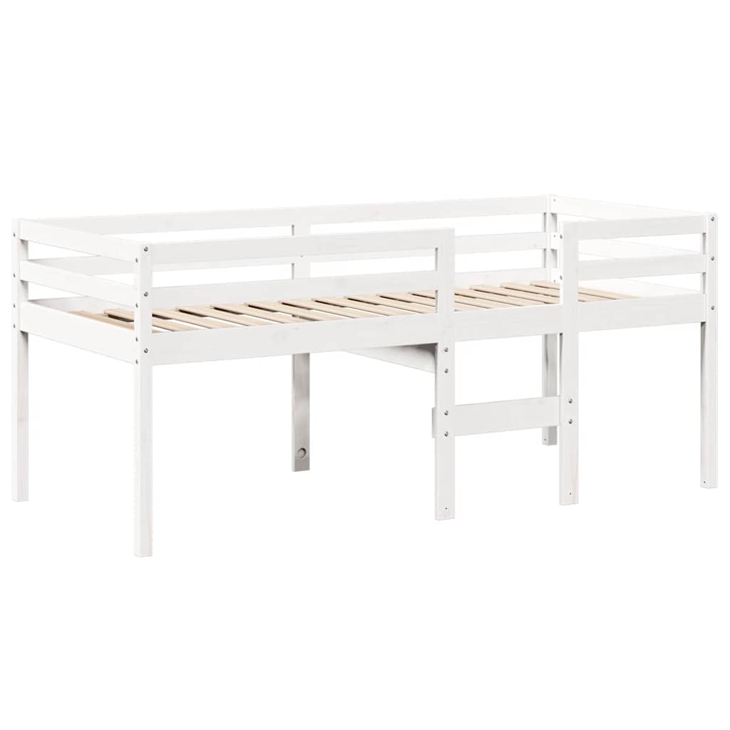 Cama alta com telhado branca madeira maciça pinho branca 90x200 cm