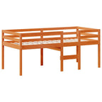 Cama alta com telhado madeira maciça de pinho castanho cera 90x190 cm