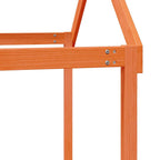 Cama alta com telhado madeira maciça de pinho castanho cera 90x190 cm