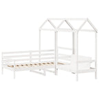 Set de sofá cama con banco y techo madera pino blanco 80x200 cm