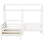 Set de sofá cama con banco y techo madera pino blanco 80x200 cm