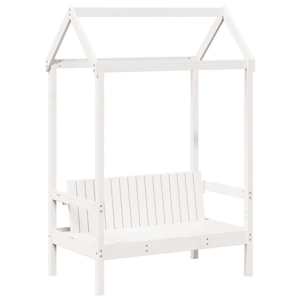 Set de sofá cama con banco y techo madera pino blanco 80x200 cm