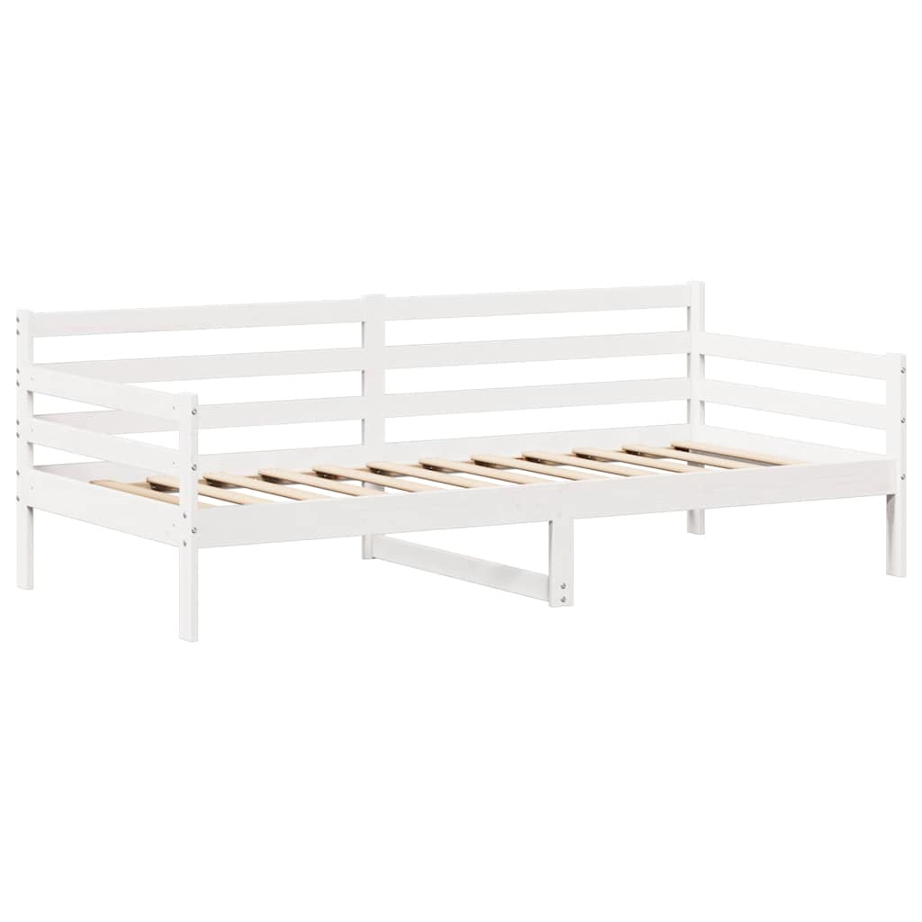 Set de sofá cama con banco y techo madera pino blanco 80x200 cm