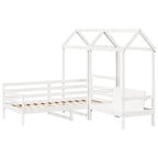 Set de sofá cama con banco y techo madera pino blanco 80x200 cm