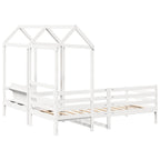 Set de sofá cama con banco y techo madera pino blanco 80x200 cm