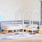 Set de sofá cama con banco y techo madera pino blanco 80x200 cm