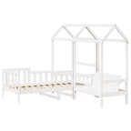 Set de sofá cama con banco y techo madera pino blanco 80x200 cm