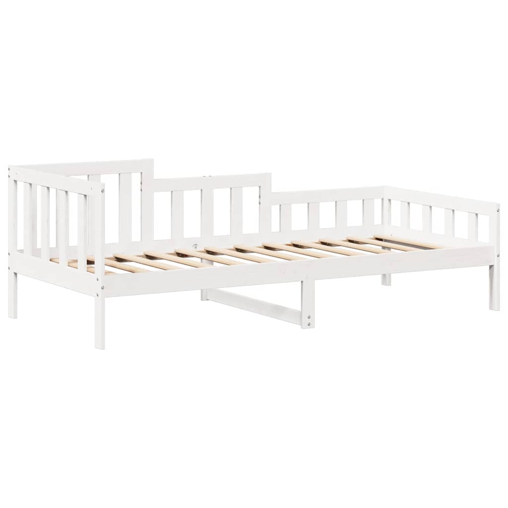 Set de sofá cama con banco y techo madera pino blanco 80x200 cm