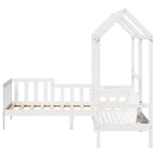 Set de sofá cama con banco y techo madera pino blanco 80x200 cm
