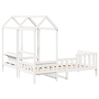 Set de sofá cama con banco y techo madera pino blanco 80x200 cm