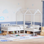 Set de sofá cama con banco y techo madera pino blanco 80x200 cm