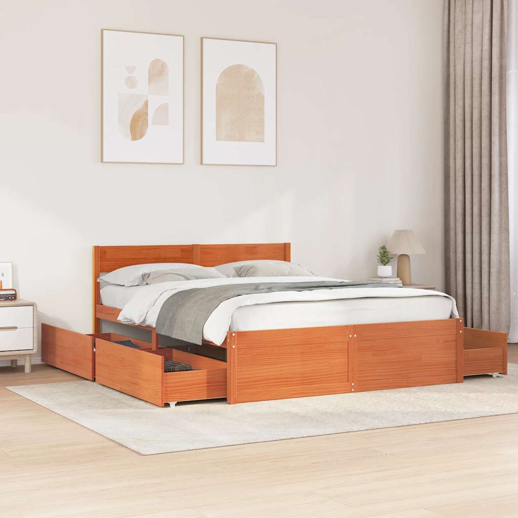 Cama sin colchón madera maciza de pino blanca 180x200 cm