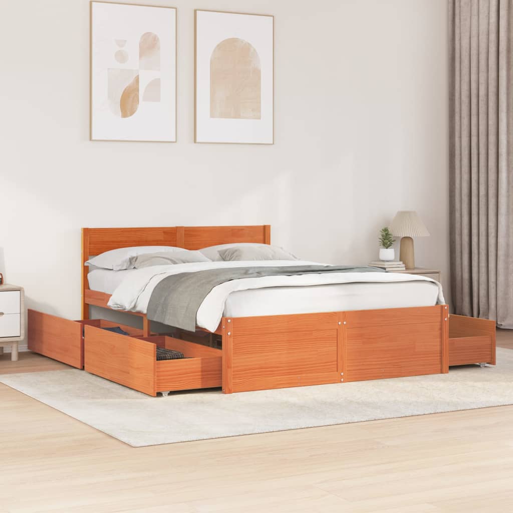 Cama sin colchón madera maciza de pino blanca 180x200 cm