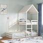 Cama com telhado em madeira de pinho maciço branco 80x200 cm