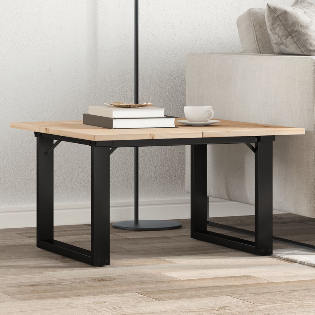 Mesa de centro marco O madera maciza pino y acero 100x50x45 cm