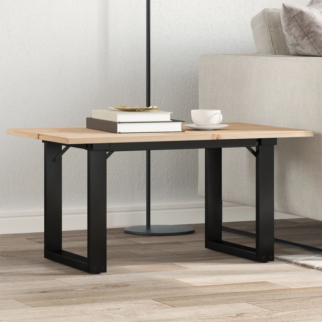 Mesa de centro marco O madera maciza pino y acero 100x50x45 cm
