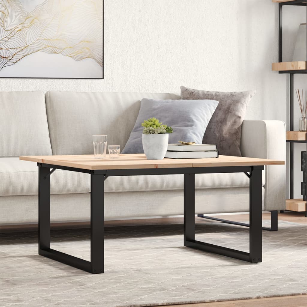 Mesa de centro marco O madera maciza pino y acero 100x50x45 cm