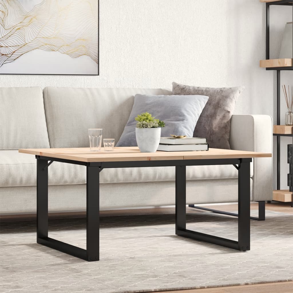 Mesa de centro marco O madera maciza pino y acero 100x50x45 cm