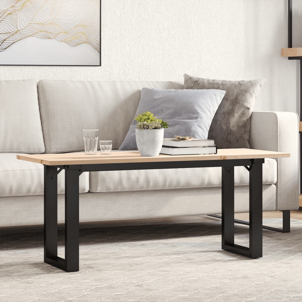 Mesa de centro marco O madera maciza pino y acero 100x50x45 cm