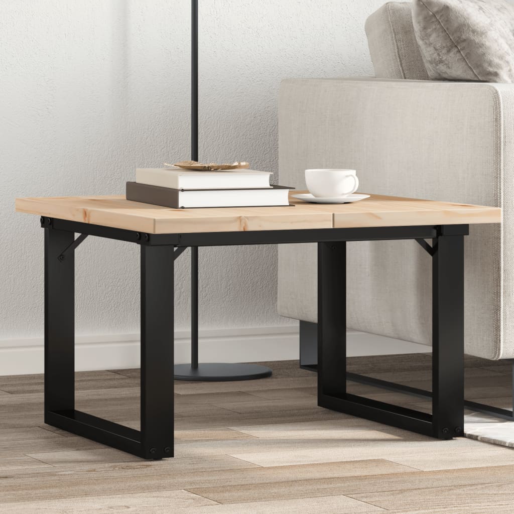 Mesa de centro marco O madera maciza pino y acero 100x50x45 cm