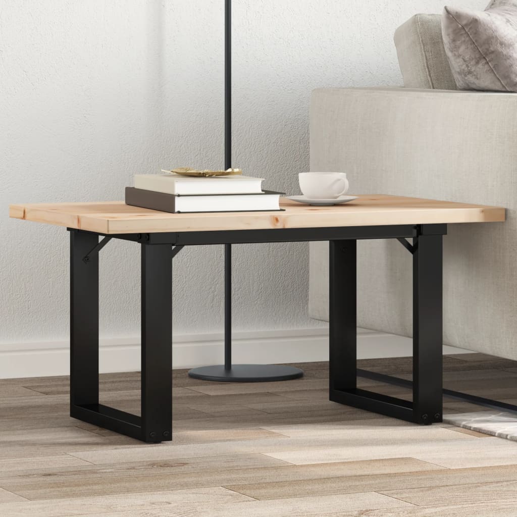Mesa de centro marco O madera maciza pino y acero 100x50x45 cm
