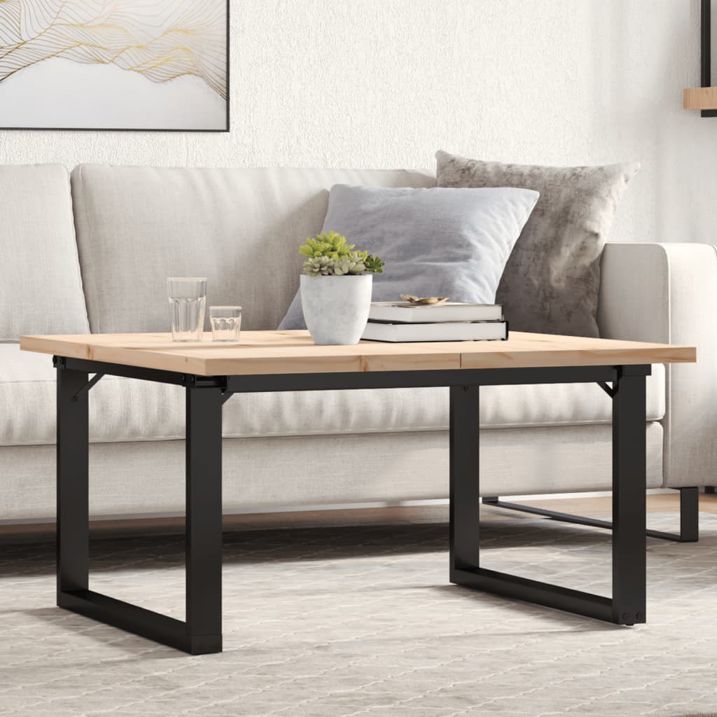 Mesa de centro marco O madera maciza pino y acero 100x50x45 cm
