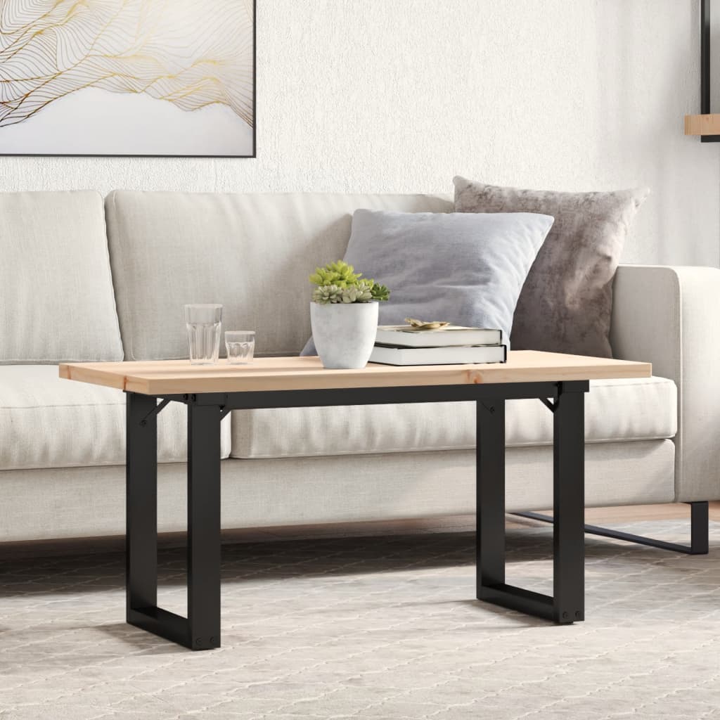Mesa de centro marco O madera maciza pino y acero 100x50x45 cm
