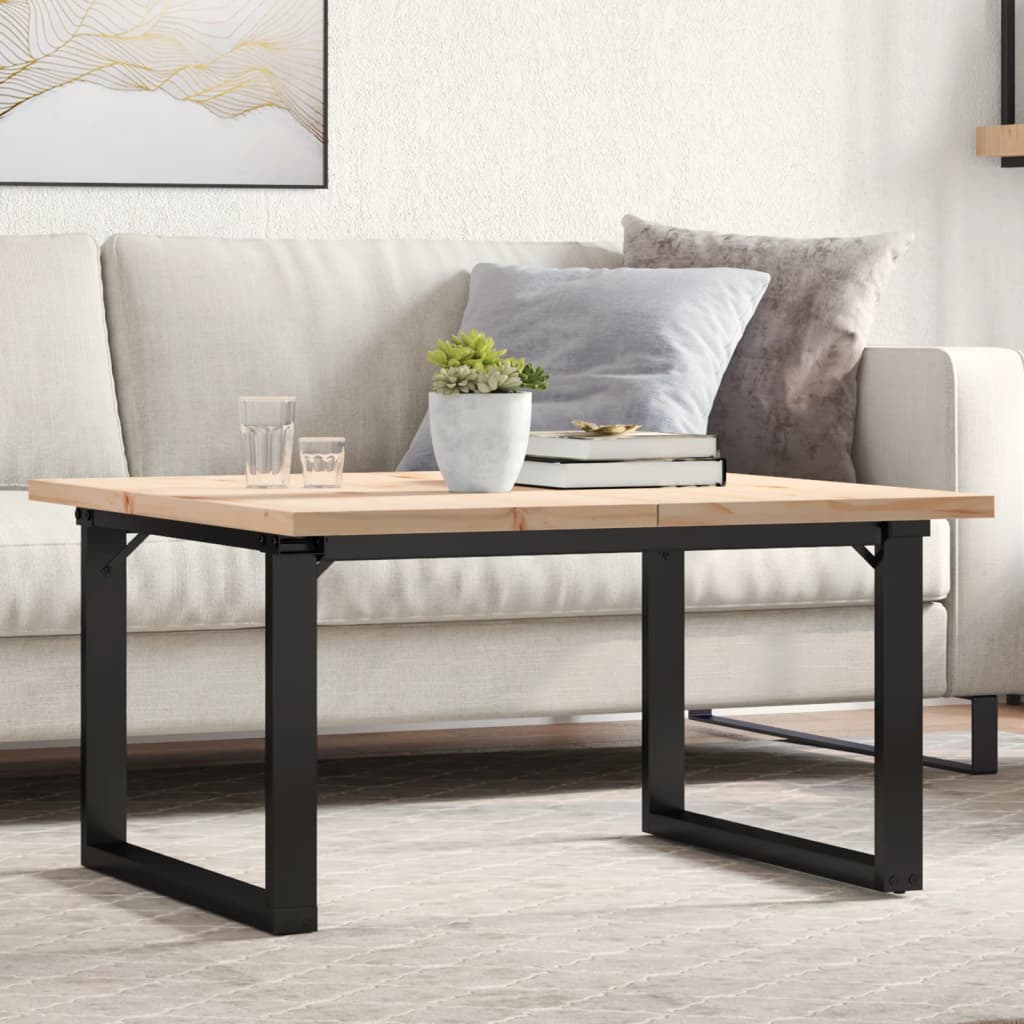 Mesa de centro marco O madera maciza pino y acero 100x50x45 cm