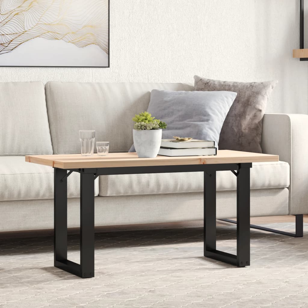 Mesa de centro marco O madera maciza pino y acero 100x50x45 cm