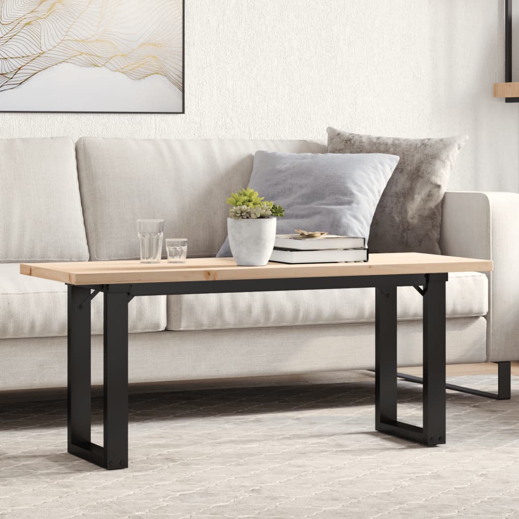Mesa de centro marco O madera maciza pino y acero 100x50x45 cm