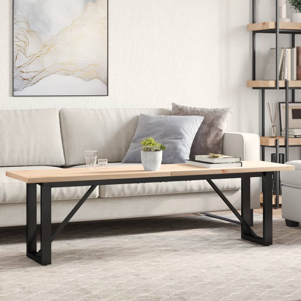 Mesa de centro marco O madera maciza pino y acero 100x50x45 cm