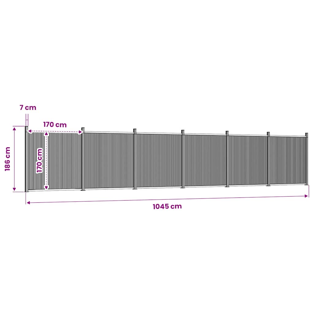 Panel de valla WPC gris 1045x186 cm