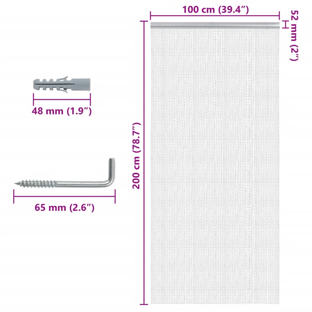 Mosquitera de cadena para puerta aluminio 100x200 cm