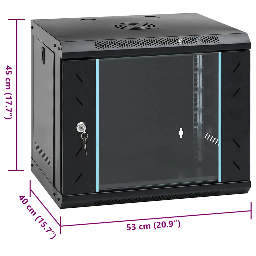 Armario de red de pared 9U de 19" IP20, 53 x 40 x 45 cm