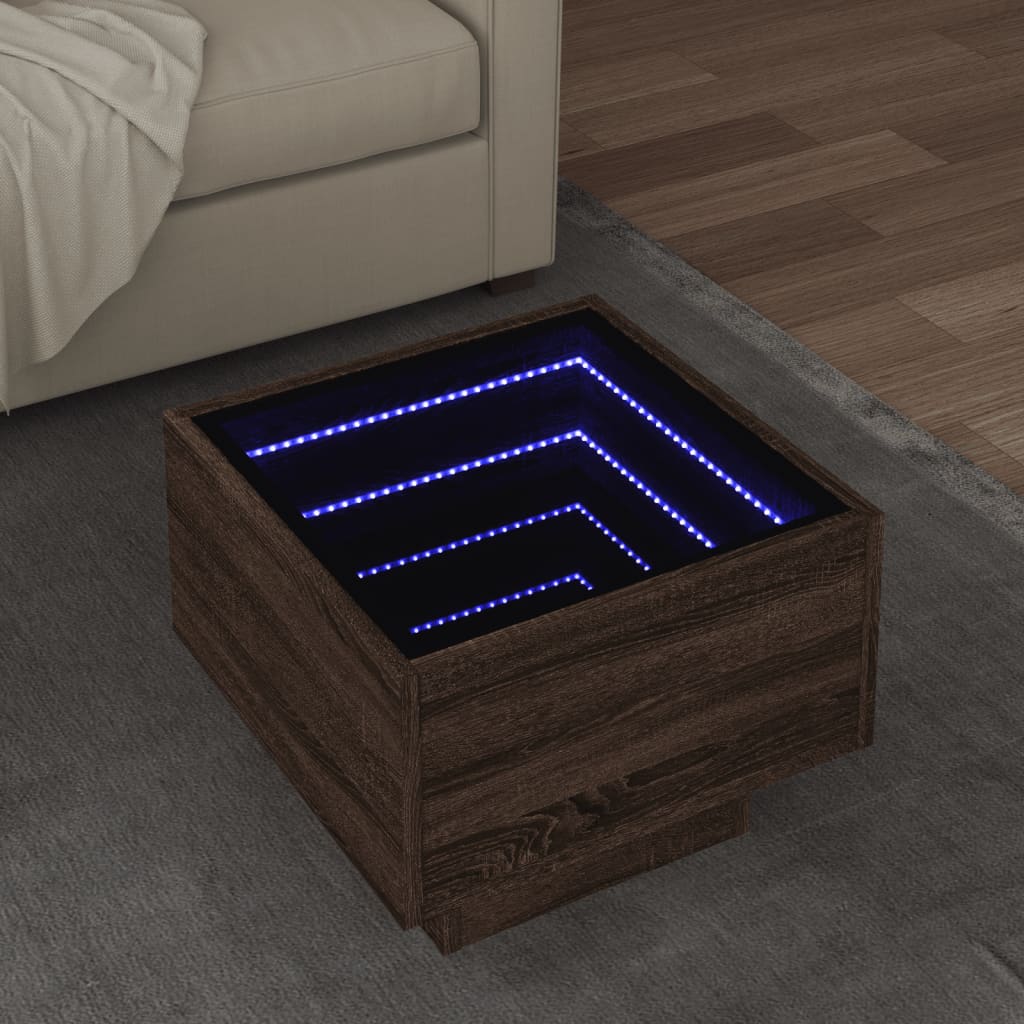 LED side table Sonoma grey engineered wood 40x40x30cm