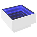 Mesa de centro con LED madera de ingeniería blanca 50x50x30 cm
