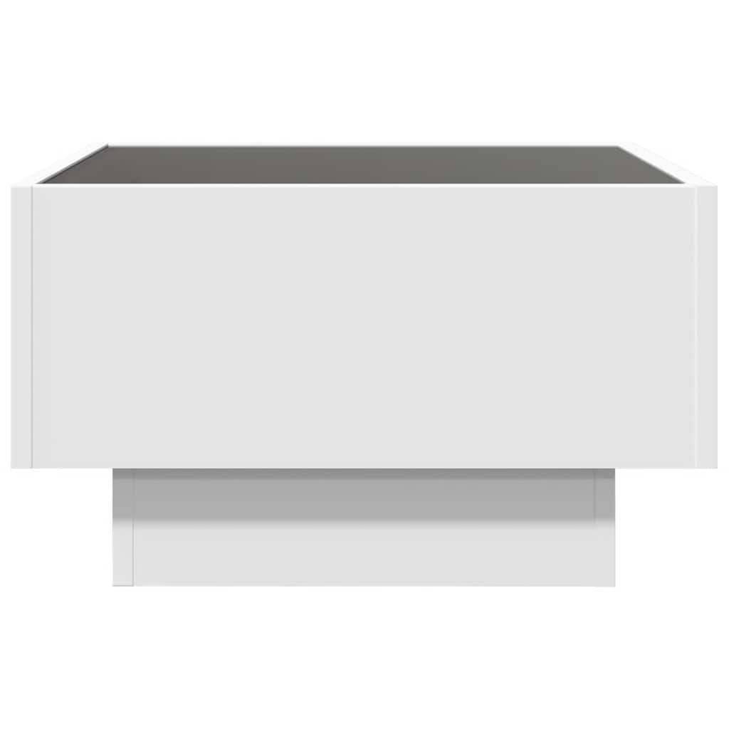 Mesa de centro con LED madera de ingeniería blanca 50x50x30 cm