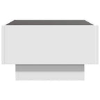 Mesa de centro con LED madera de ingeniería blanca 50x50x30 cm